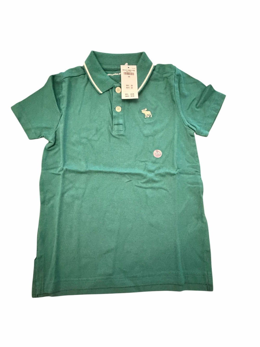 Abercrombie Kids Polo Shirt Boys Green Short Sleeve Size 5/6 Small NEW Colorful